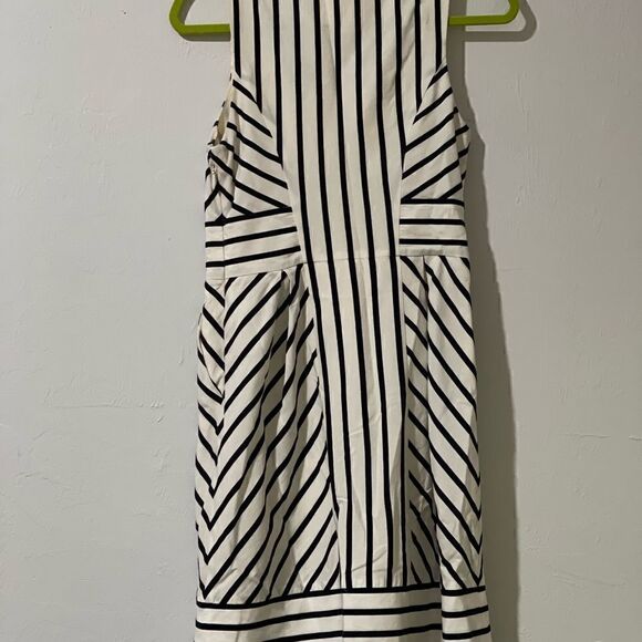 Maeve Anthropology Chessia dress blue stripe crochet front 4 Sleeveless - Picture 4 of 14